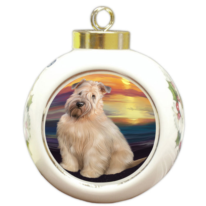 Wheaten Terrier Dog Round Ball Christmas Ornament RBPOR51793