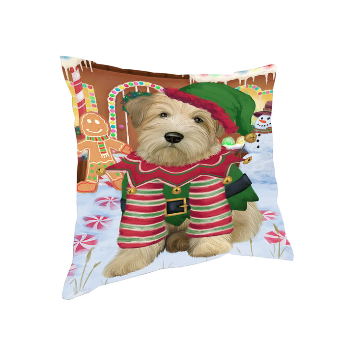 Christmas Gingerbread House Candyfest Wheaten Terrier Dog Pillow PIL80676