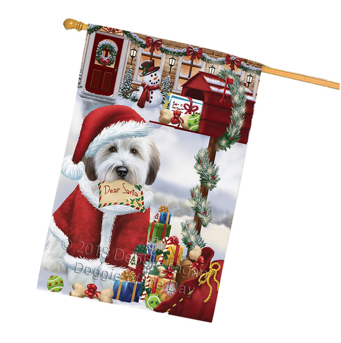 Wheaten Terrier Dog Dear Santa Letter Christmas Holiday Mailbox House Flag FLG53756