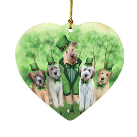 St. Patricks Day Irish Portrait Wheaten Terrier Dogs Heart Christmas Ornament HPOR57996