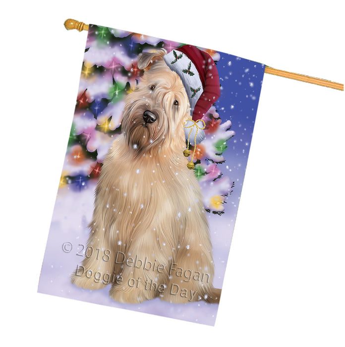 Winterland Wonderland Wheaten Terrier Dog In Christmas Holiday Scenic Background House Flag FLG53984