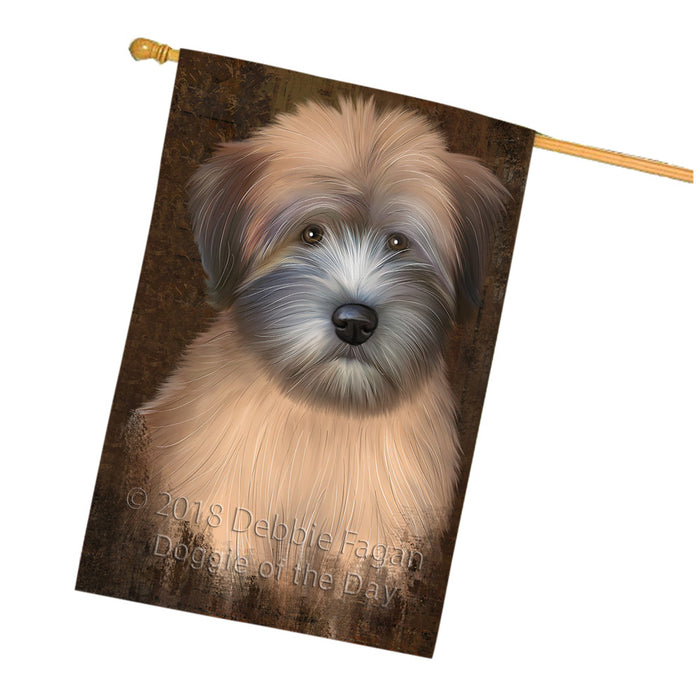 Rustic Wheaten Terrier Dog House Flag FLG54699
