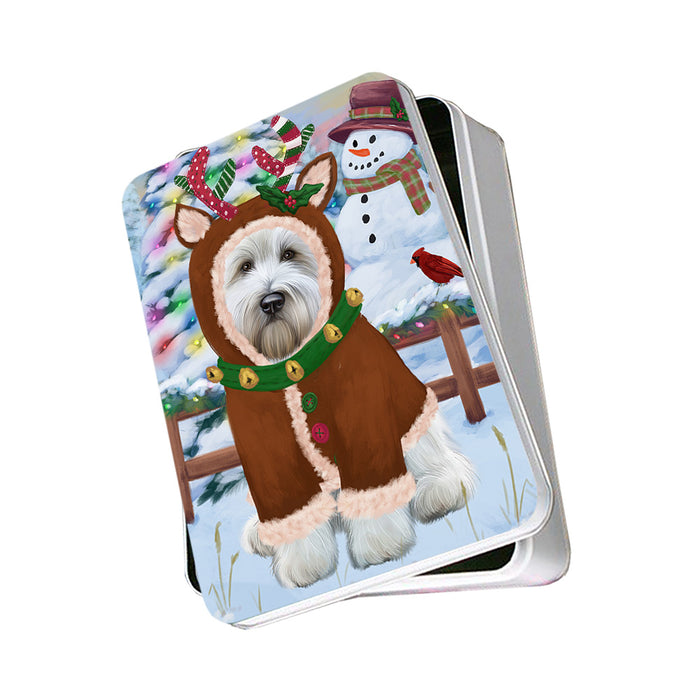 Christmas Gingerbread House Candyfest Wheaten Terrier Dog Photo Storage Tin PITN56540