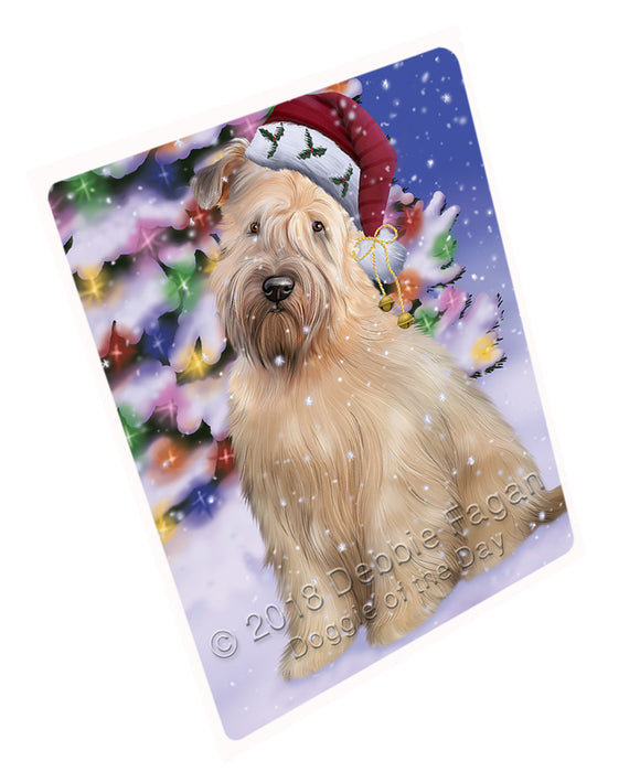 Winterland Wonderland Wheaten Terrier Dog In Christmas Holiday Scenic Background Large Refrigerator / Dishwasher Magnet RMAG83598