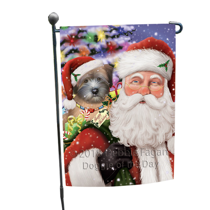 Santa Carrying Wheaten Terrier Dog and Christmas Presents Garden Flag GFLG53770