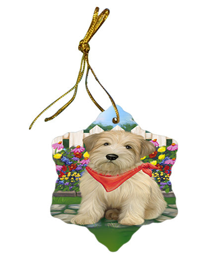 Spring Floral Wheaten Terrier Dog Star Porcelain Ornament SPOR52274
