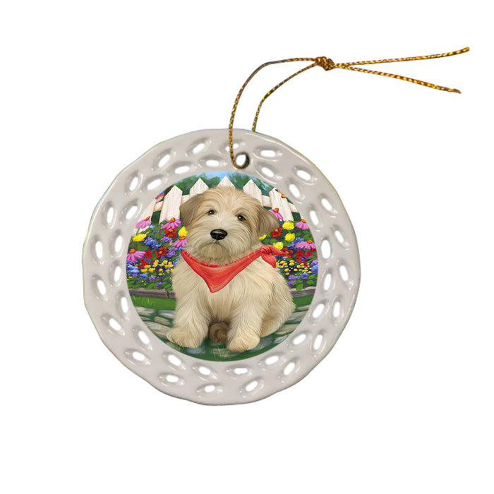 Spring Floral Wheaten Terrier Dog Ceramic Doily Ornament DPOR52283