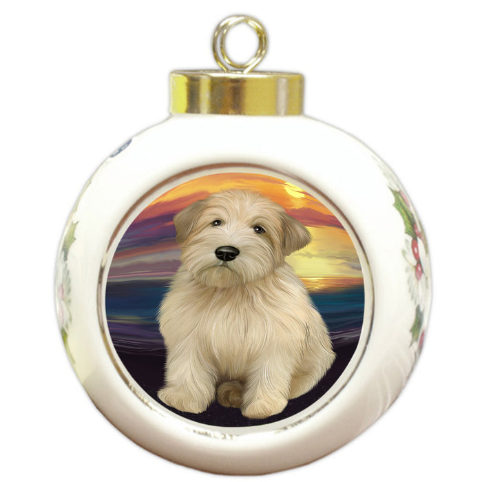 Wheaten Terrier Dog Round Ball Christmas Ornament RBPOR51794