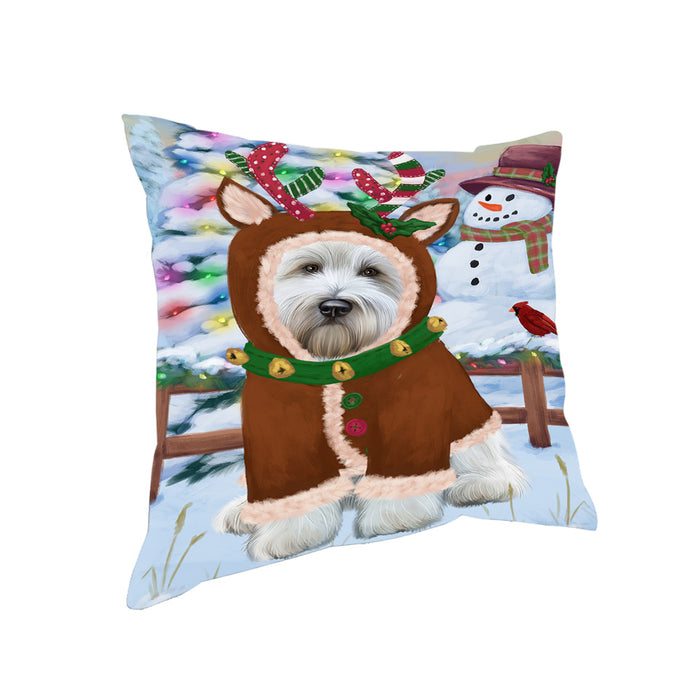 Christmas Gingerbread House Candyfest Wheaten Terrier Dog Pillow PIL80680