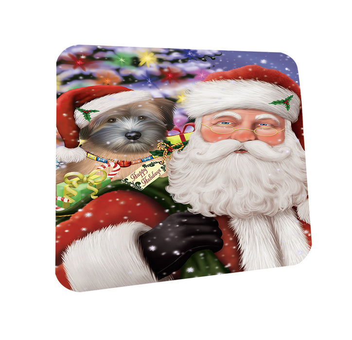 Santa Carrying Wheaten Terrier Dog and Christmas Presents Coasters Set of 4 CST53666