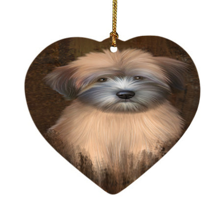 Rustic Wheaten Terrier Dog Heart Christmas Ornament HPOR54501