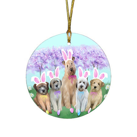 Easter Holiday Wheaten Terriers Dog Round Flat Christmas Ornament RFPOR57353