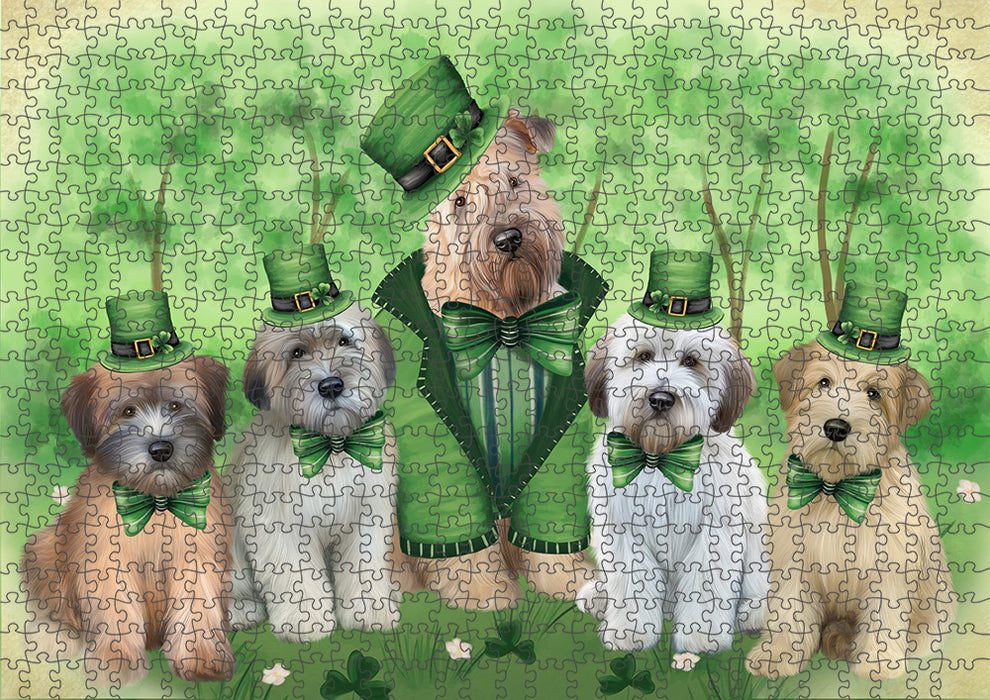 St. Patricks Day Irish Portrait Wheaten Terrier Dogs Portrait Jigsaw Puzzle for Adults Animal Interlocking Puzzle Game Unique Gift for Dog Lover's with Metal Tin Box PZL099