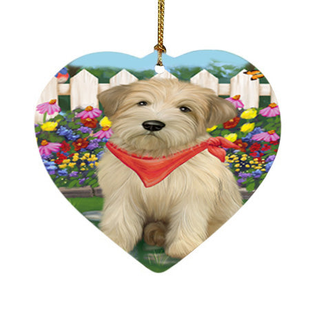 Spring Floral Wheaten Terrier Dog Heart Christmas Ornament HPOR52283