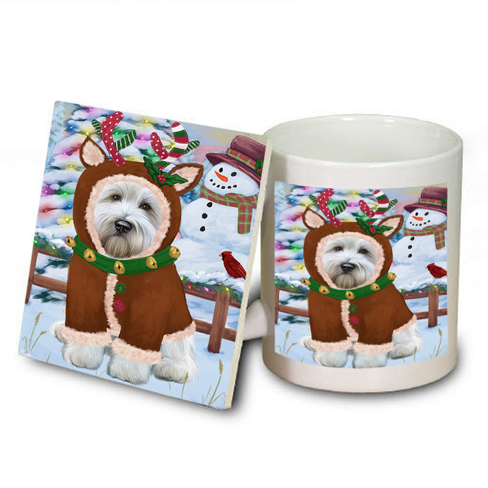 Christmas Gingerbread House Candyfest Wheaten Terrier Dog Mug and Coaster Set MUC56589