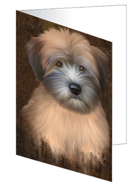 Rustic Wheaten Terrier Dog Handmade Artwork Assorted Pets Greeting Cards and Note Cards with Envelopes for All Occasions and Holiday Seasons GCD67532