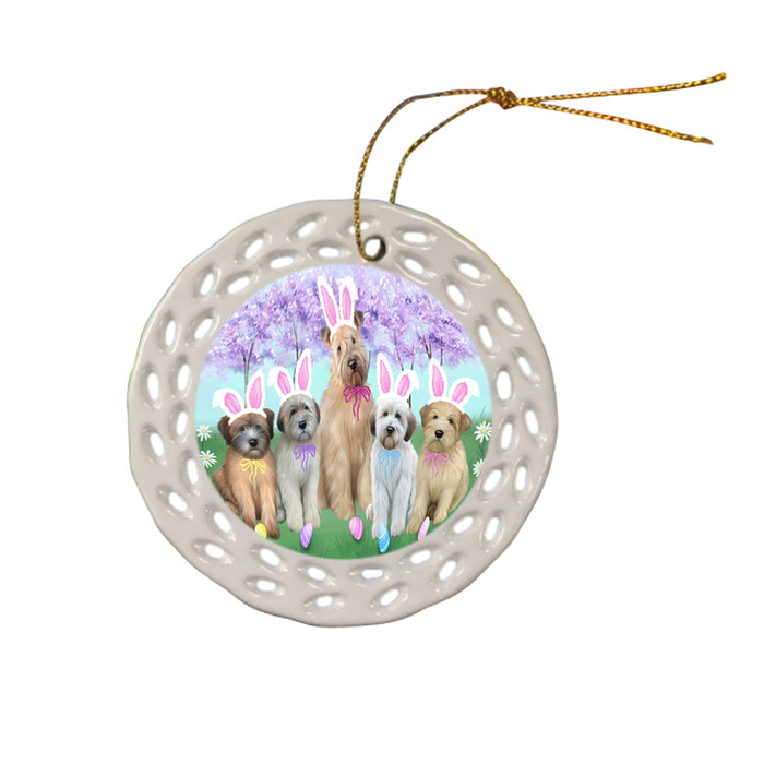 Easter Holiday Wheaten Terriers Dog Ceramic Doily Ornament DPOR57353