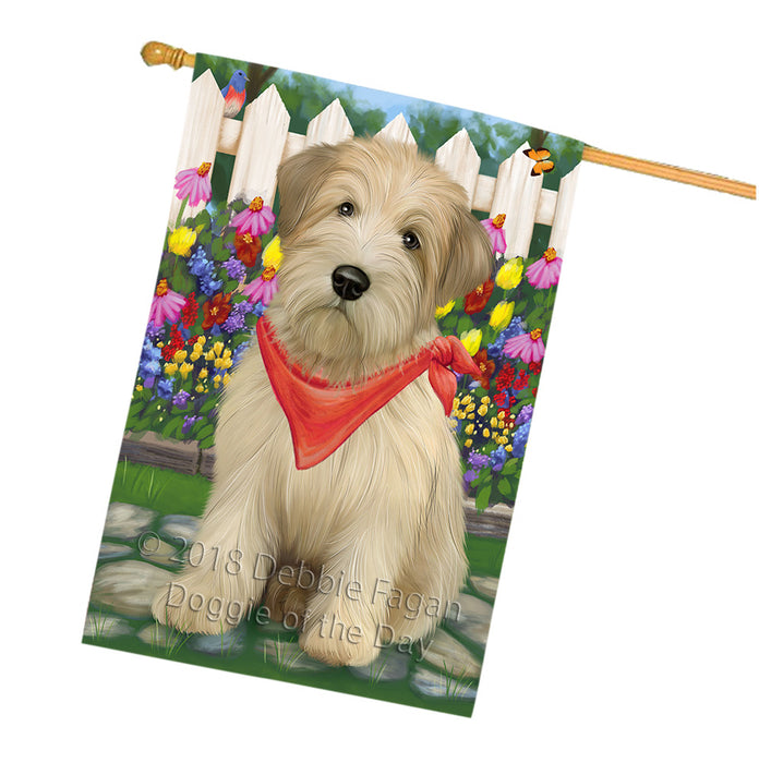 Spring Floral Wheaten Terrier Dog House Flag FLG52364