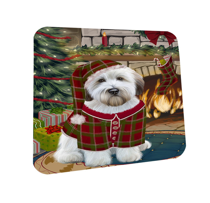 The Stocking was Hung Wheaten Terrier Dog Coasters Set of 4 CST55617