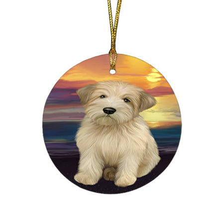 Wheaten Terrier Dog Round Flat Christmas Ornament RFPOR51785