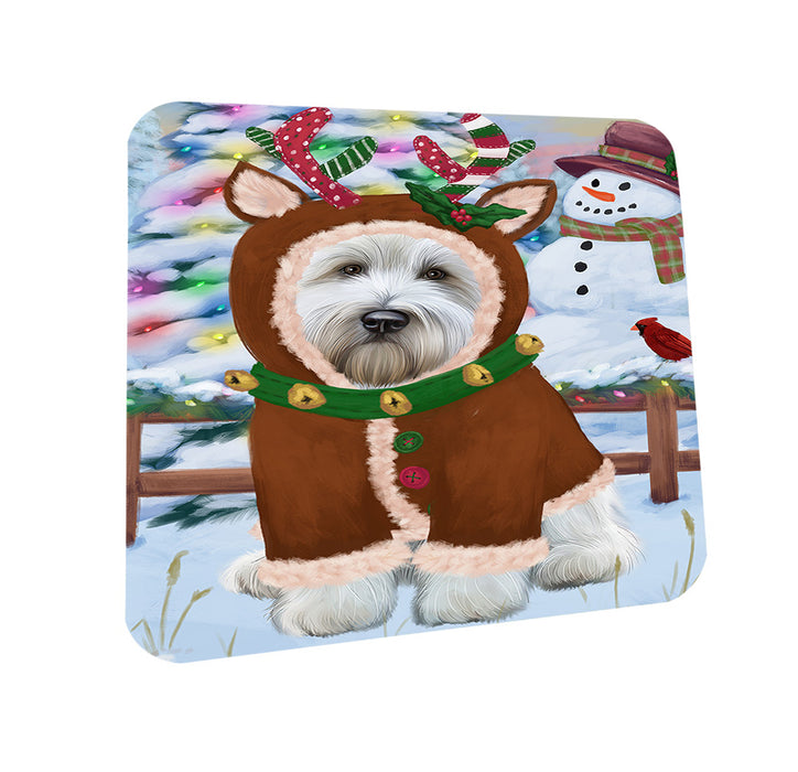 Christmas Gingerbread House Candyfest Wheaten Terrier Dog Coasters Set of 4 CST56555