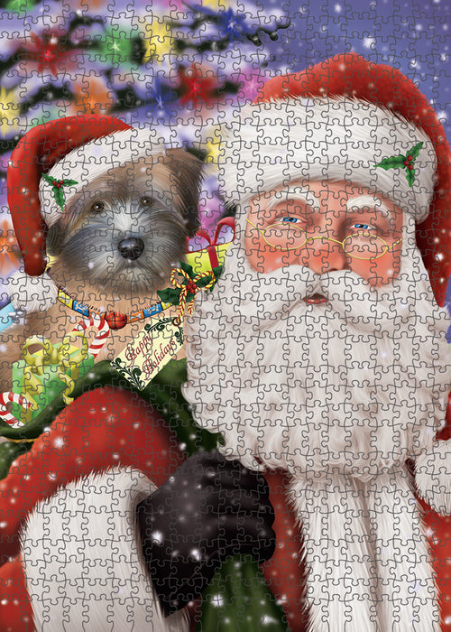 Santa Carrying Wheaten Terrier Dog and Christmas Presents Puzzle with Photo Tin PUZL81988