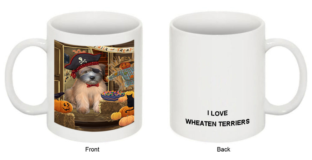 Enter at Own Risk Trick or Treat Halloween Wheaten Terrier Dog Coffee Mug MUG48739