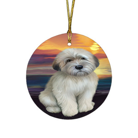 Wheaten Terrier Dog Round Flat Christmas Ornament RFPOR51786