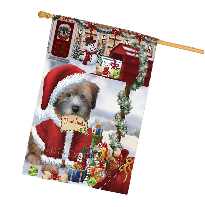 Wheaten Terrier Dog Dear Santa Letter Christmas Holiday Mailbox House Flag FLG53758