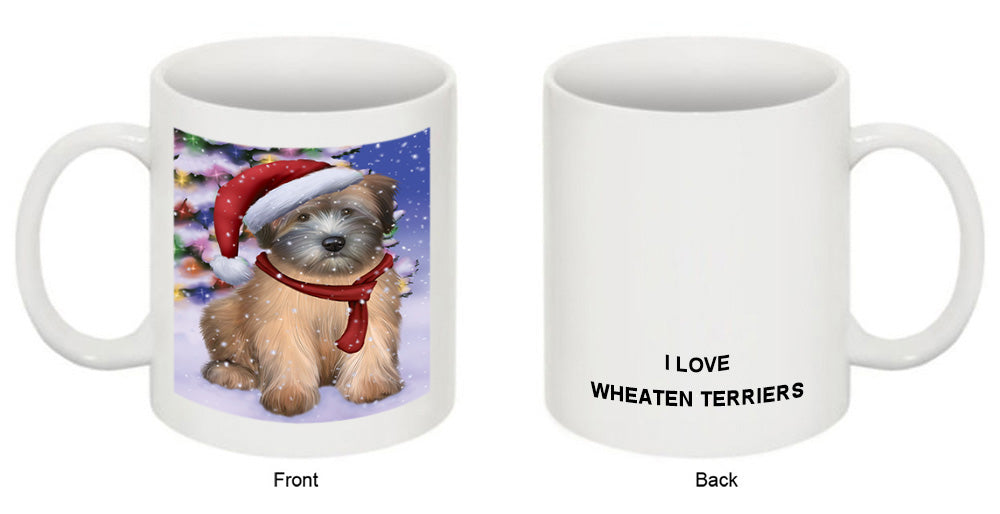 Winterland Wonderland Wheaten Terrier Dog In Christmas Holiday Scenic Background Coffee Mug MUG49185