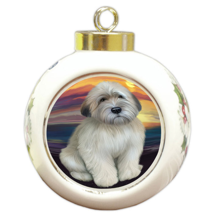 Wheaten Terrier Dog Round Ball Christmas Ornament RBPOR51795