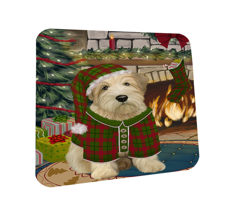 The Stocking was Hung Wheaten Terrier Dog Coasters Set of 4 CST55618