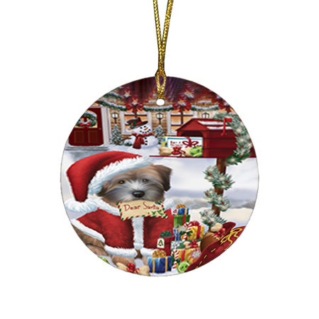 Wheaten Terrier Dog Dear Santa Letter Christmas Holiday Mailbox Round Flat Christmas Ornament RFPOR53551