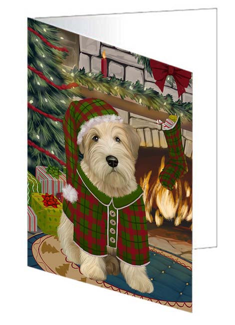 The Stocking was Hung Wheaten Terrier Dog Handmade Artwork Assorted Pets Greeting Cards and Note Cards with Envelopes for All Occasions and Holiday Seasons GCD71495