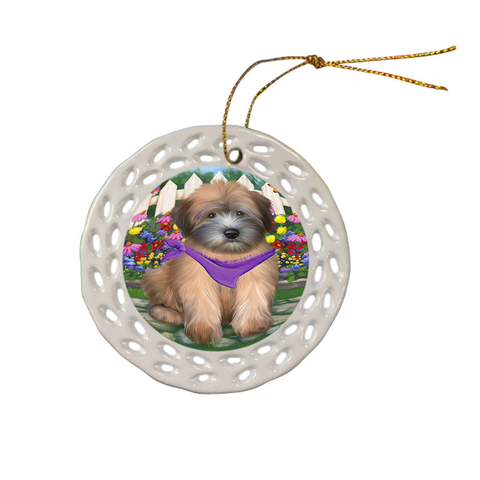 Spring Floral Wheaten Terrier Dog Ceramic Doily Ornament DPOR52284