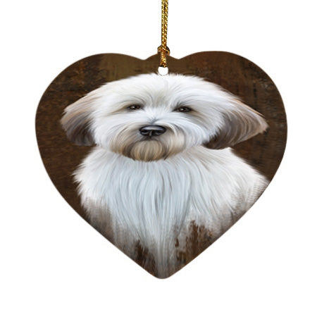 Rustic Wheaten Terrier Dog Heart Christmas Ornament HPOR54502