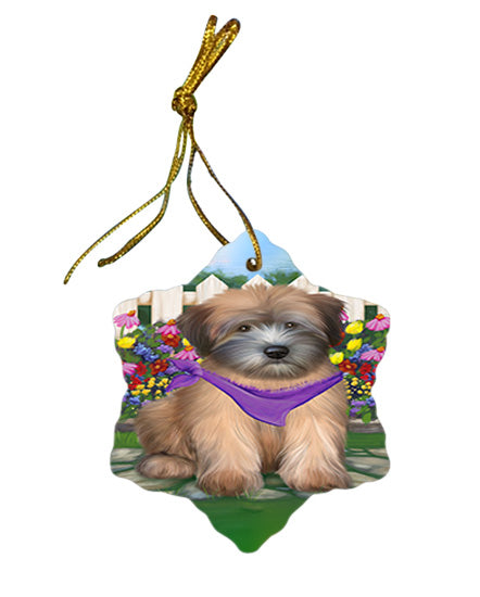 Spring Floral Wheaten Terrier Dog Star Porcelain Ornament SPOR52275