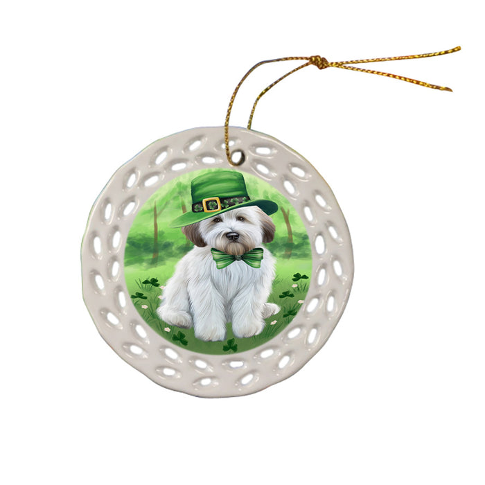 St. Patricks Day Irish Portrait Wheaten Terrier Dog Ceramic Doily Ornament DPOR57997