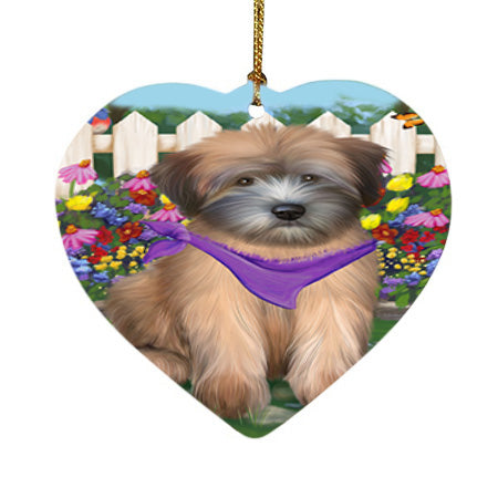 Spring Floral Wheaten Terrier Dog Heart Christmas Ornament HPOR52284