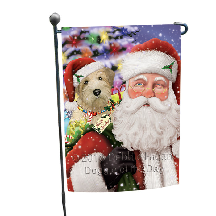 Santa Carrying Wheaten Terrier Dog and Christmas Presents Garden Flag GFLG53771