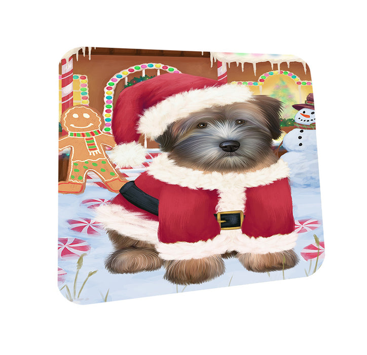 Christmas Gingerbread House Candyfest Wheaten Terrier Dog Coasters Set of 4 CST56556