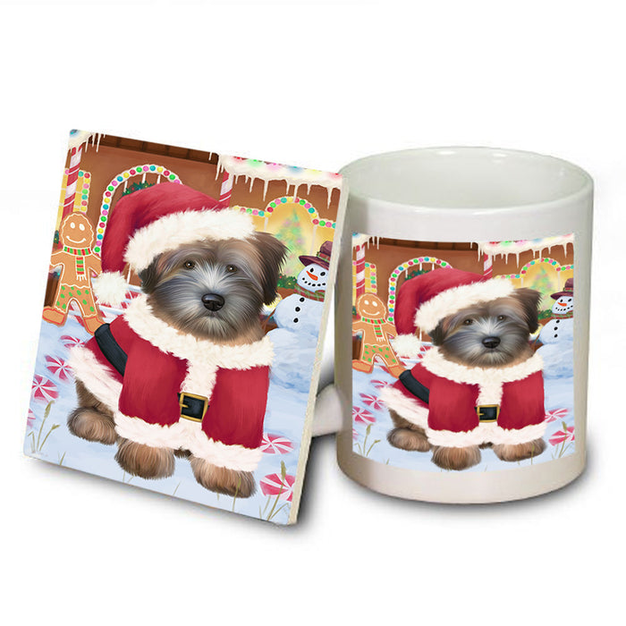 Christmas Gingerbread House Candyfest Wheaten Terrier Dog Mug and Coaster Set MUC56590