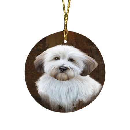 Rustic Wheaten Terrier Dog Round Flat Christmas Ornament RFPOR54493