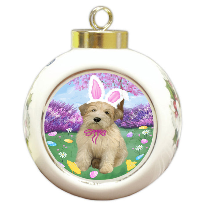 Easter Holiday Wheaten Terrier Dog Round Ball Christmas Ornament RBPOR57354