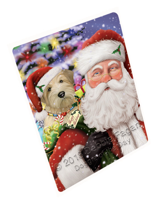 Santa Carrying Wheaten Terrier Dog and Christmas Presents Large Refrigerator / Dishwasher Magnet RMAG83136