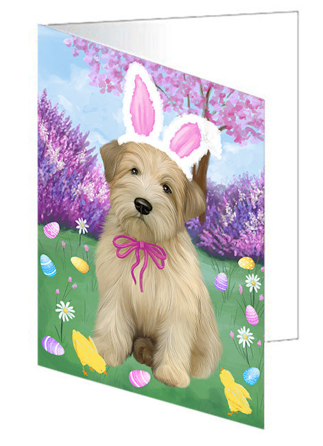 Easter Holiday Wheaten Terrier Dog Handmade Artwork Assorted Pets Greeting Cards and Note Cards with Envelopes for All Occasions and Holiday Seasons GCD76373