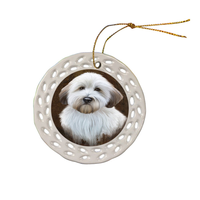 Rustic Wheaten Terrier Dog Ceramic Doily Ornament DPOR54502