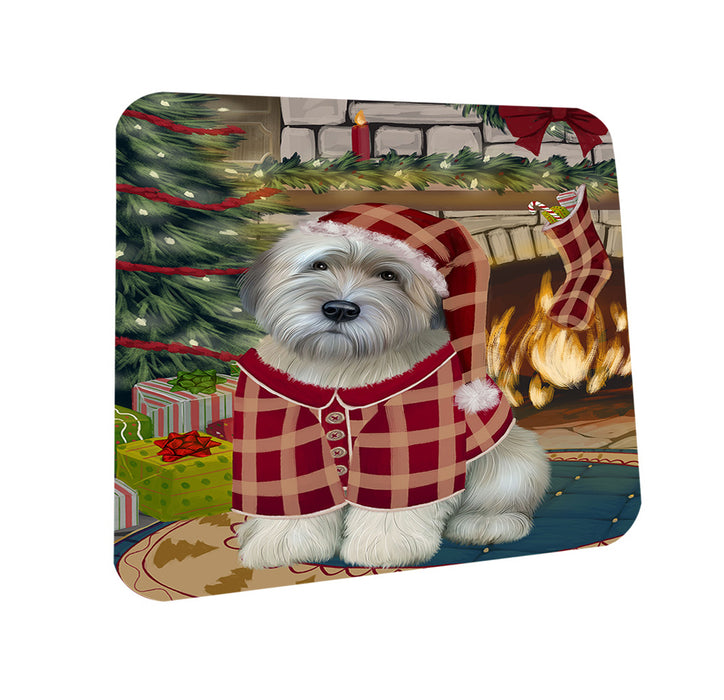 The Stocking was Hung Wheaten Terrier Dog Coasters Set of 4 CST55619