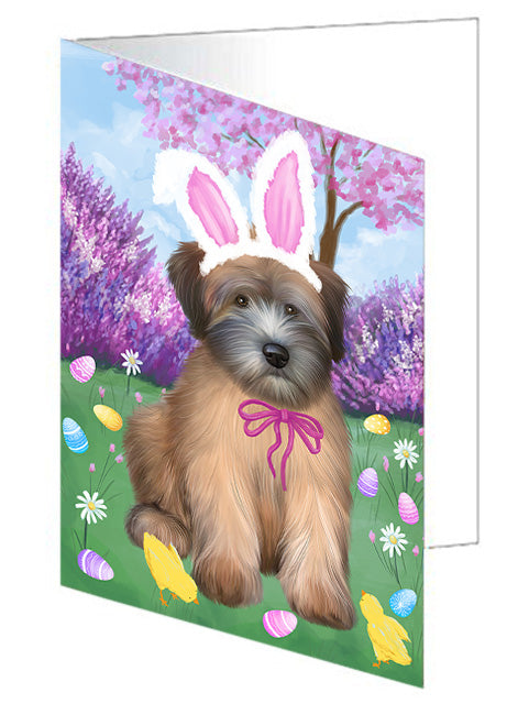Easter Holiday Wheaten Terrier Dog Handmade Artwork Assorted Pets Greeting Cards and Note Cards with Envelopes for All Occasions and Holiday Seasons GCD76376