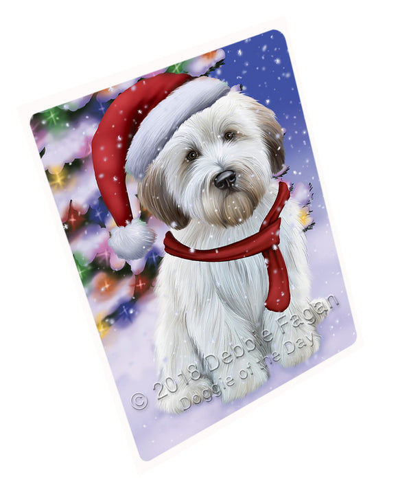 Winterland Wonderland Wheaten Terrier Dog In Christmas Holiday Scenic Background Large Refrigerator / Dishwasher Magnet RMAG83610